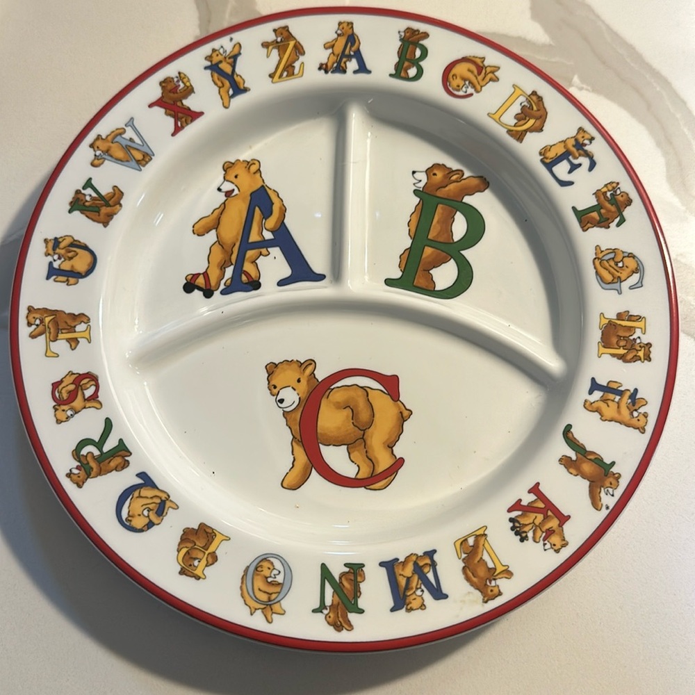 Tiffany Alphabet bears china plate and cup for children